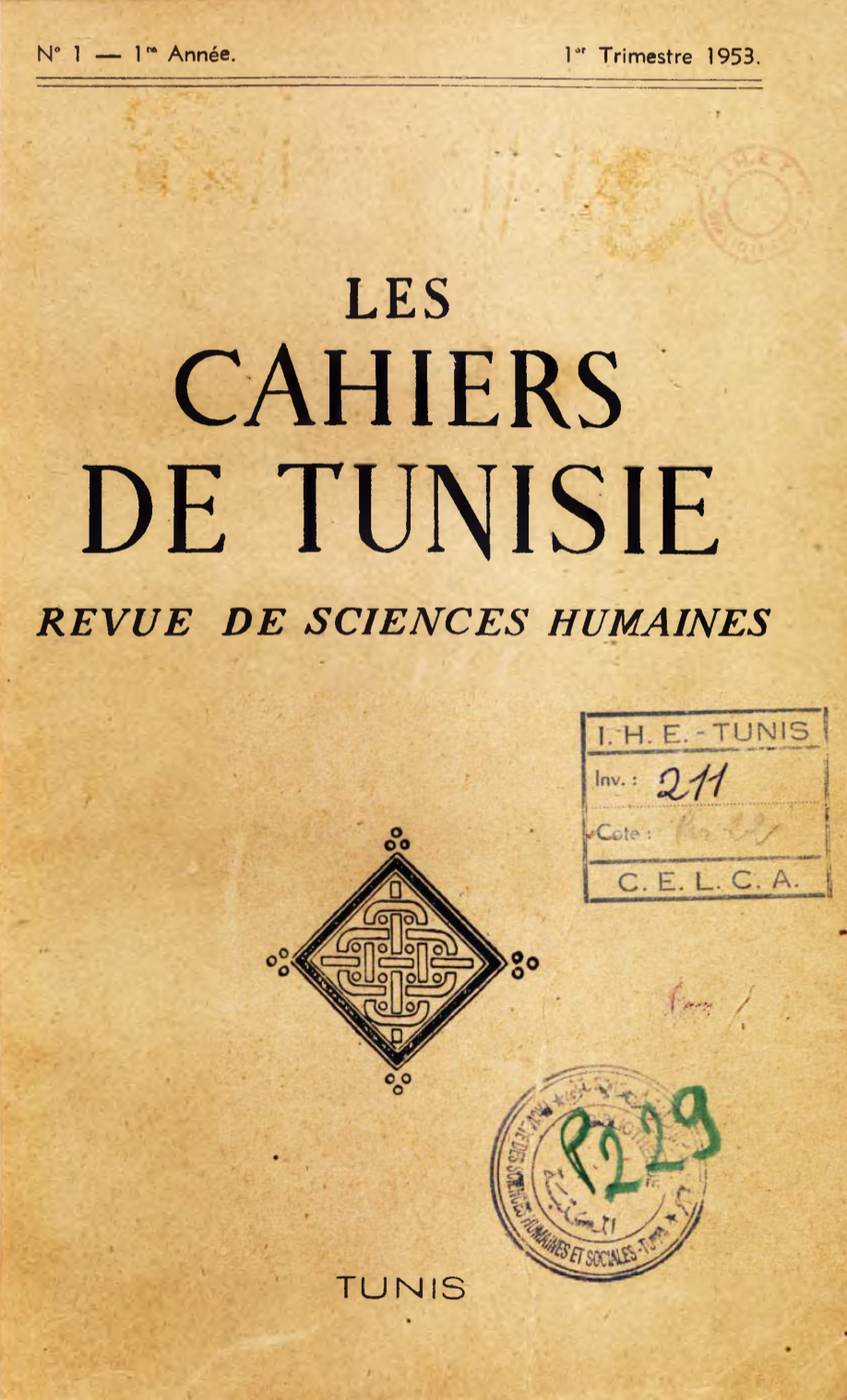 Les Cahiers de Tunisie N°1