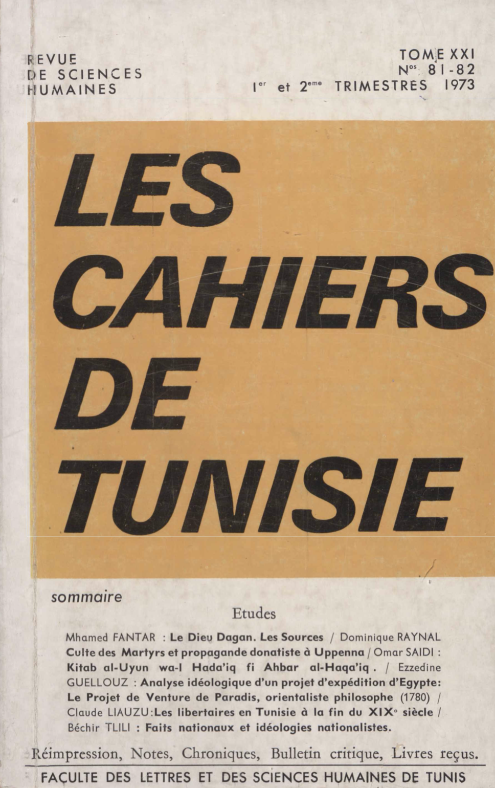 Les Cahiers de Tunisie N°81-82