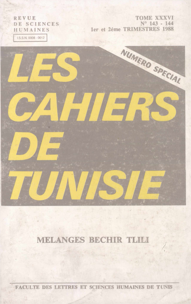 Les Cahiers de Tunisie N°143-144