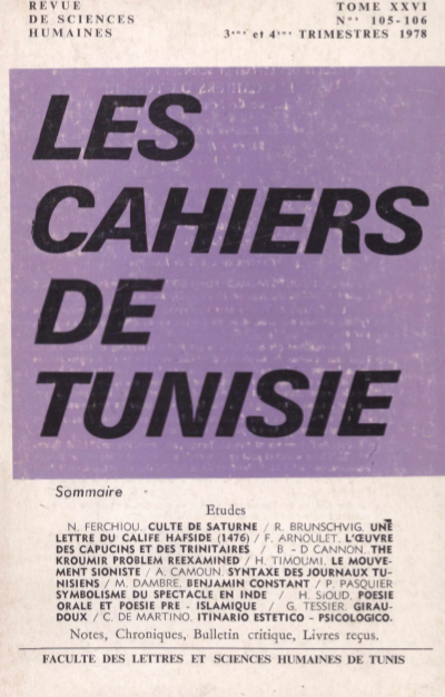 Les cahiers de Tunisie N 105-106