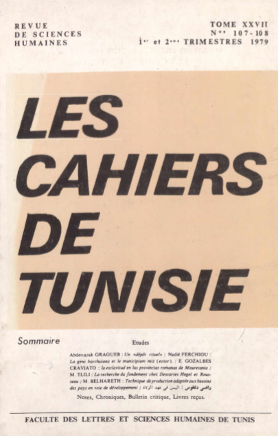 Les cahiers de Tunisie N 107-108