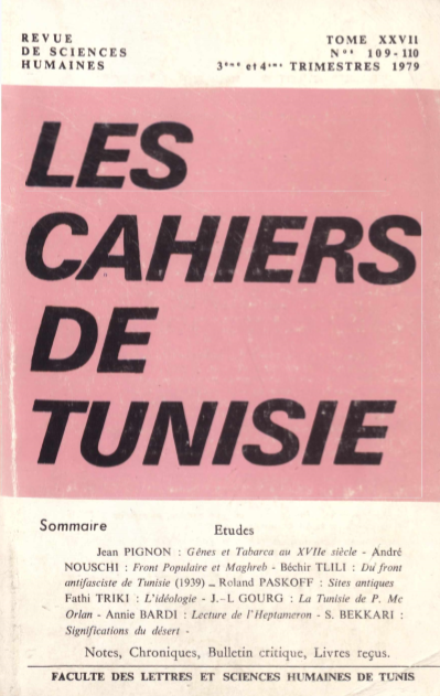 Les cahiers de Tunisie N 109-110
