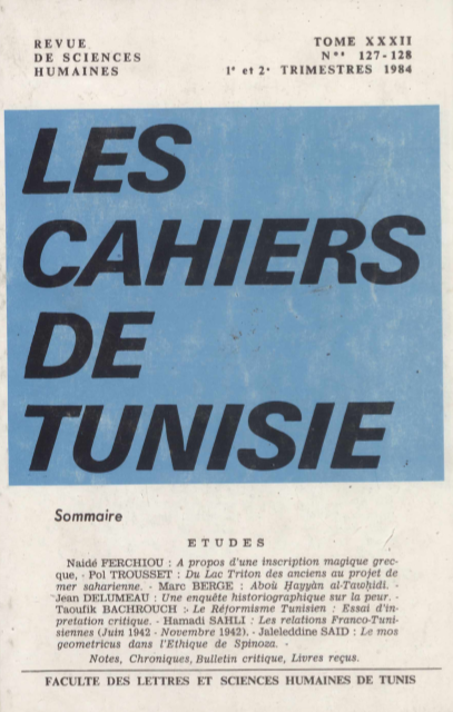 Les cahiers de Tunisie N 127-128