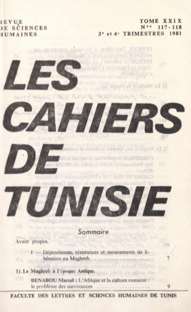 Les cahiers de Tunisie  N 117-118
