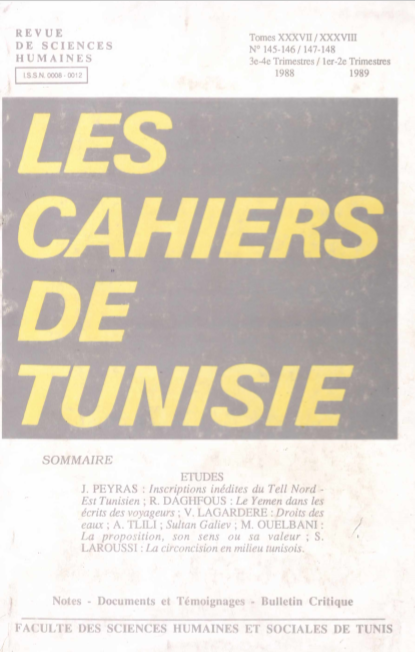 Les cahiers de Tunisie N 145-146/147-148