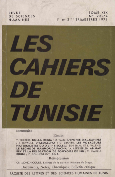 Les cahiers de Tunisie N 73-74