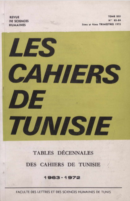Les cahiers de Tunisie N 83-84