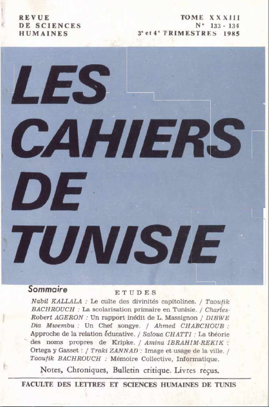 Les cahiers de Tunisie N 133-134